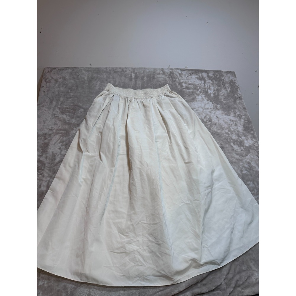 Zara Skirt Womens Size XXL Cream Off White Elastic Waist Flowy Maxi Pockets EUC